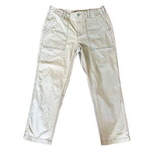 Lands End Mid Rise Straight Leg Light Green Utility Pants Jeans Size 8P Petite